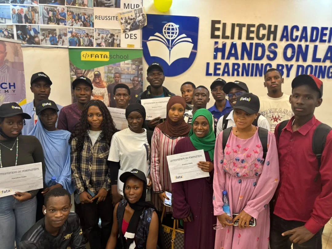 Participants at fata’s HTML/CSS workshop at Elitech Academy, Conakry, July 25, 2026.