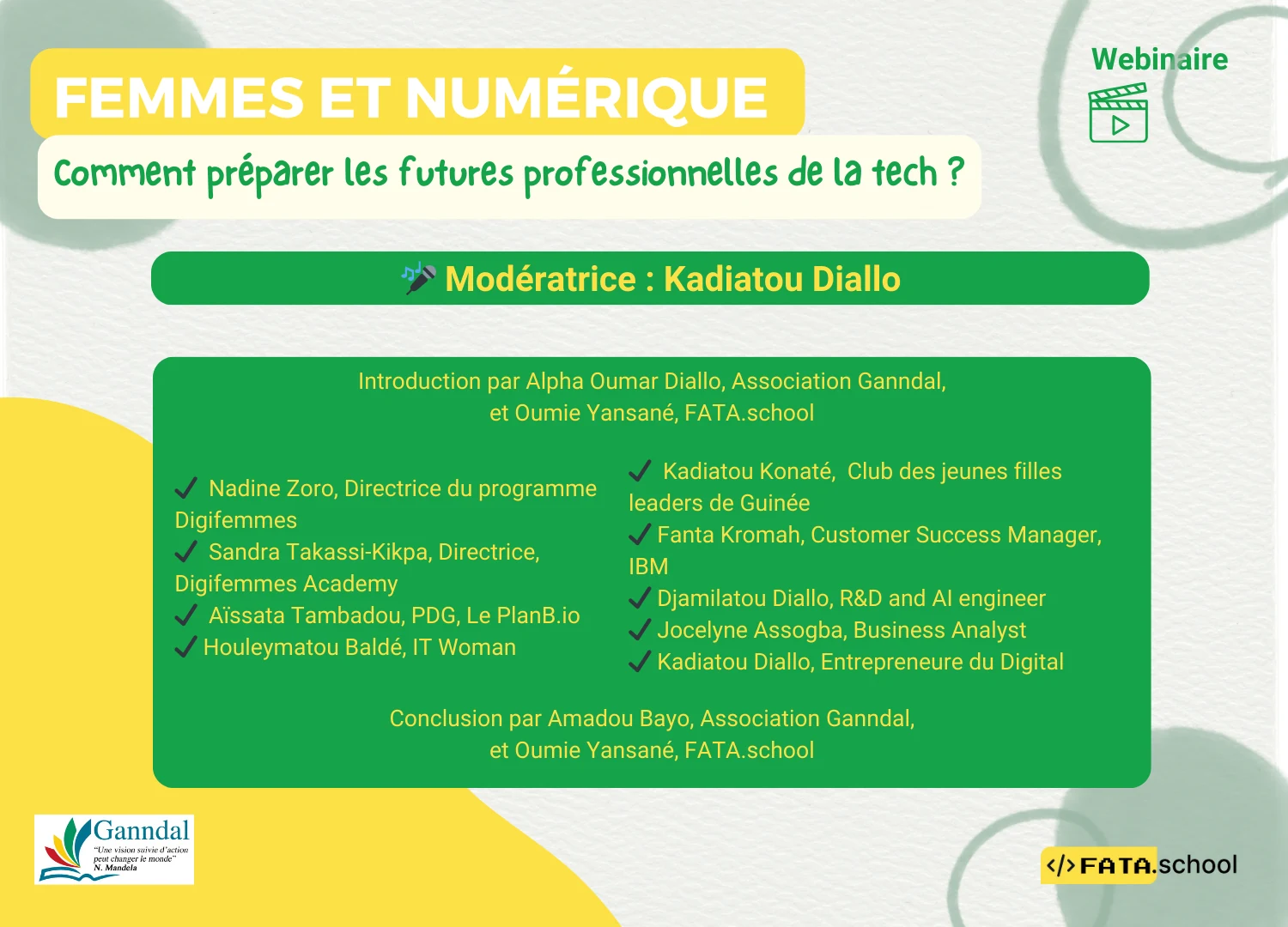 Panelistes du webinaire Femmes et numérique