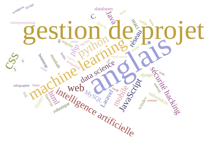Word cloud of training needs
