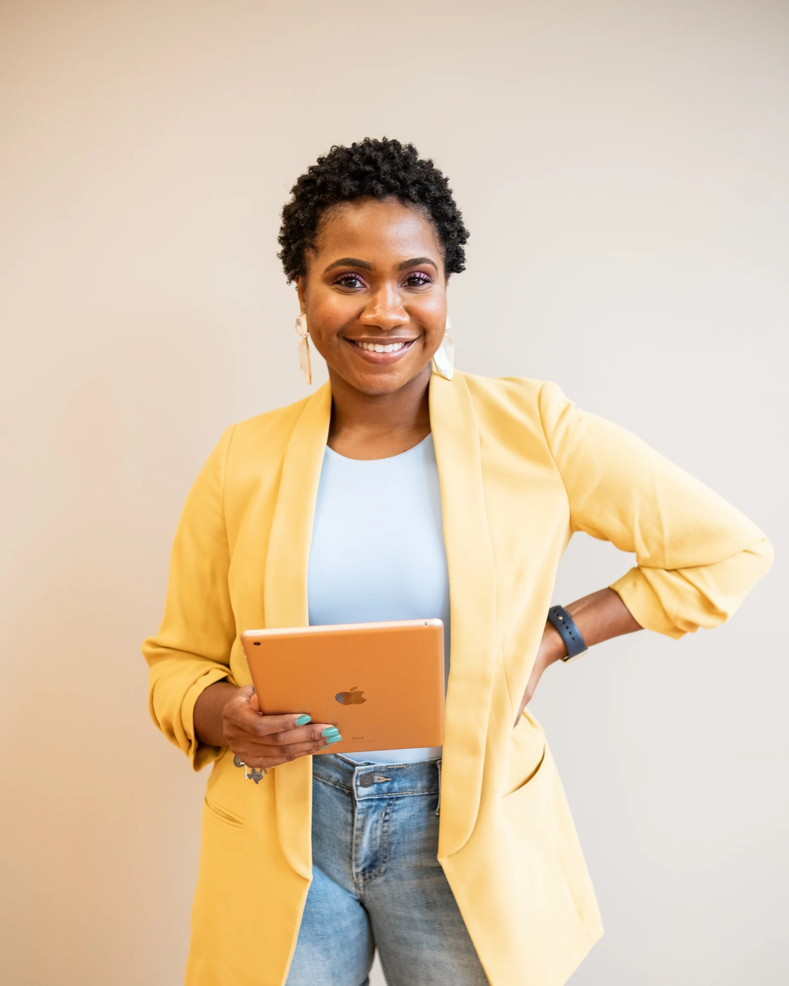 African business woman with an ipad.